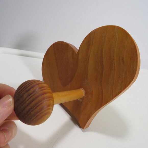 Heart Vintage Solid Wooden Hook Wall Hanger Kids Wooden unfinished - Picture 5 of 8